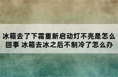 冰箱去了下霜重新启动灯不亮是怎么回事 冰箱去冰之后不制冷了怎么办